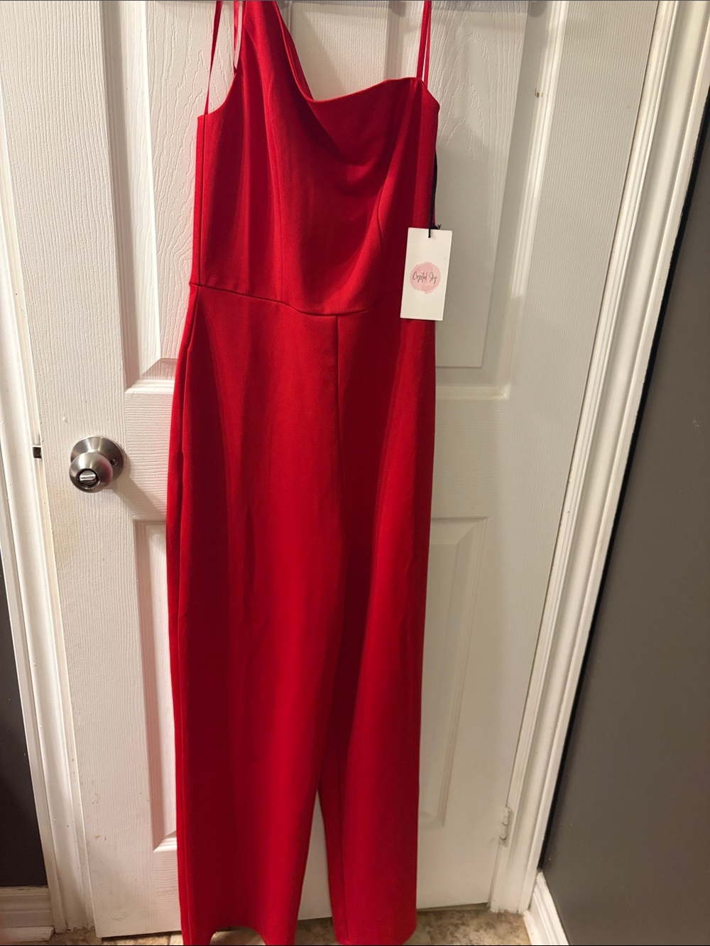 Red Cowl Neck Jumpsuit